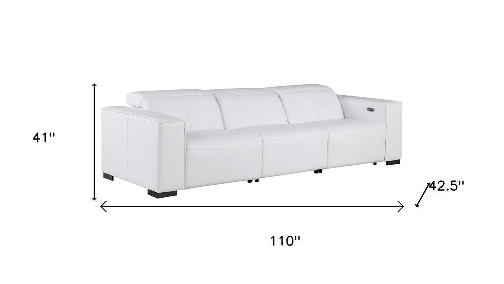 Two Piece White Genuine Leather Five Person Seating Set