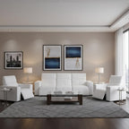 Two Piece White Genuine Leather Five Person Seating Set