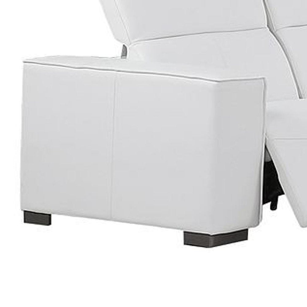 Two Piece White Genuine Leather Five Person Seating Set