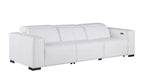Two Piece White Genuine Leather Five Person Seating Set