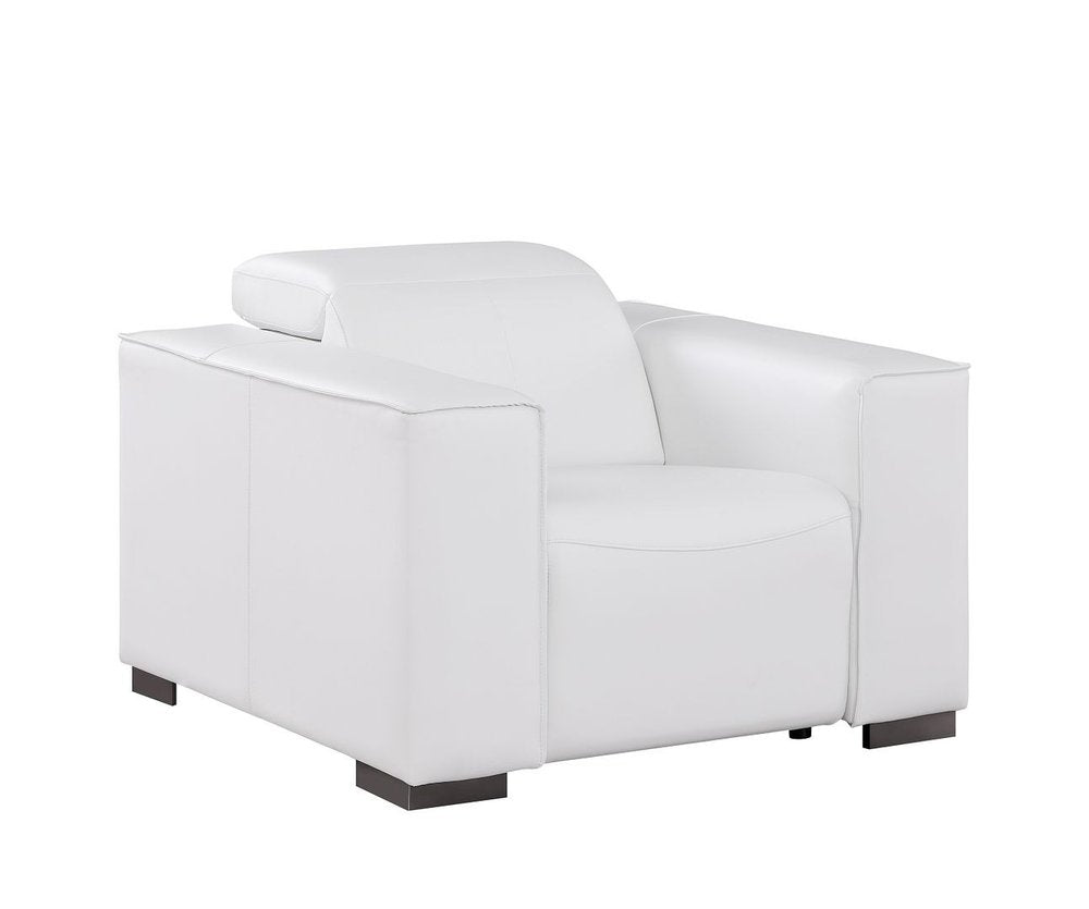 Two Piece White Genuine Leather Five Person Seating Set