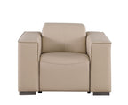 Two Piece Beige Genuine Leather Five Person Seating Set