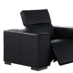 Two Piece Black Genuine Leather Five Person Seating Set