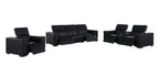 Two Piece Black Genuine Leather Five Person Seating Set