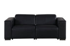 Two Piece Black Genuine Leather Five Person Seating Set
