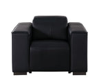 Two Piece Black Genuine Leather Five Person Seating Set