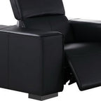 Two Piece Black Genuine Leather Five Person Seating Set
