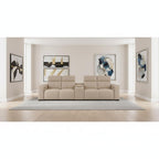 Two Piece Beige Genuine Leather Five Person Seating Set