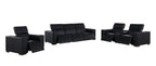 Two Piece Black Genuine Leather Five Person Seating Set