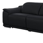 Two Piece Black Genuine Leather Five Person Seating Set