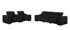Two Piece Black Genuine Leather Five Person Seating Set