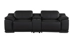 Two Piece Black Genuine Leather Five Person Seating Set