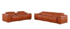 Two Piece Camel Genuine Leather Five Person Seating Set