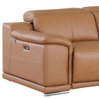 Two Piece Chestnut Genuine Leather Five Person Seating Set