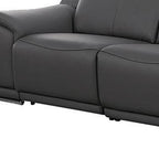 Two Piece Dark Gray Genuine Leather Five Person Seating Set