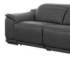 Two Piece Dark Gray Genuine Leather Five Person Seating Set