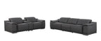 Two Piece Dark Gray Genuine Leather Five Person Seating Set