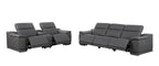 Two Piece Dark Gray Genuine Leather Five Person Seating Set