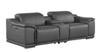 Two Piece Dark Gray Genuine Leather Five Person Seating Set