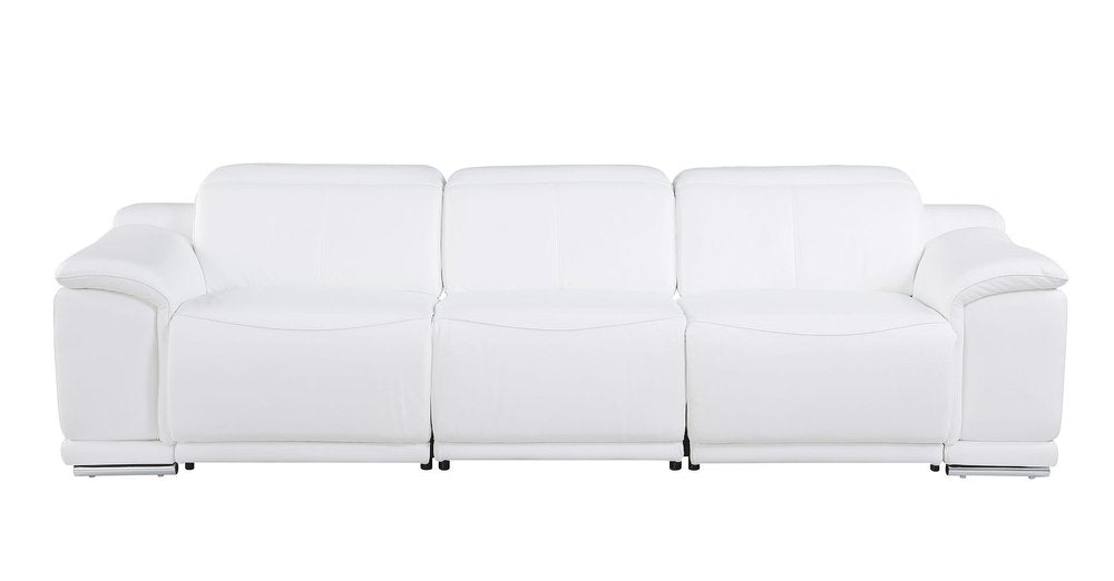 Two Piece White Genuine Leather Five Person Seating Set