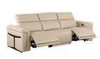 Two Piece Beige Italian Leather Five Person Seating Set