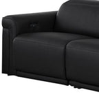 Two Piece Black Italian Leather Five Person Seating Set