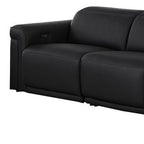 Two Piece Black Italian Leather Five Person Seating Set