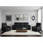 Two Piece Black Italian Leather Five Person Seating Set