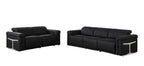 Two Piece Black Italian Leather Five Person Seating Set
