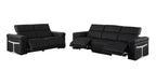 Two Piece Black Italian Leather Five Person Seating Set