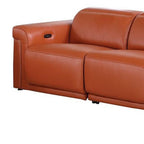 Two Piece Camel Italian Leather Five Person Seating Set