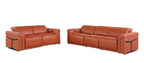 Two Piece Camel Italian Leather Five Person Seating Set