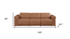Two Piece Chestnut Italian Leather Five Person Seating Set