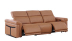 Two Piece Chestnut Italian Leather Five Person Seating Set