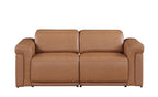 Two Piece Chestnut Italian Leather Five Person Seating Set