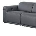 Two Piece Dark Gray Italian Leather Five Person Seating Set