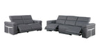 Two Piece Dark Gray Italian Leather Five Person Seating Set