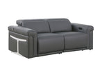 Two Piece Dark Gray Italian Leather Five Person Seating Set