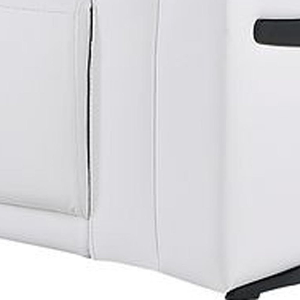 Two Piece White Italian Leather Five Person Seating Set