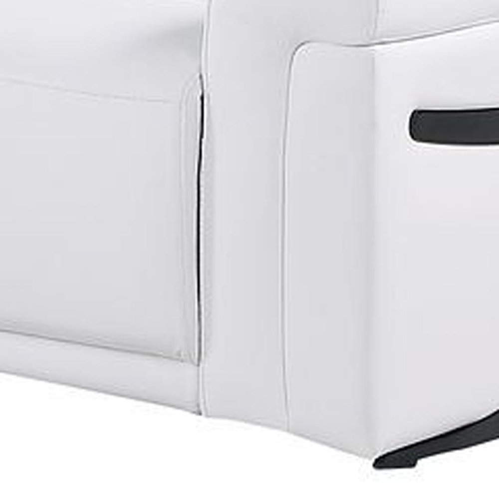 Two Piece White Italian Leather Five Person Seating Set