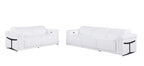 Two Piece White Italian Leather Five Person Seating Set