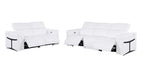 Two Piece White Italian Leather Five Person Seating Set