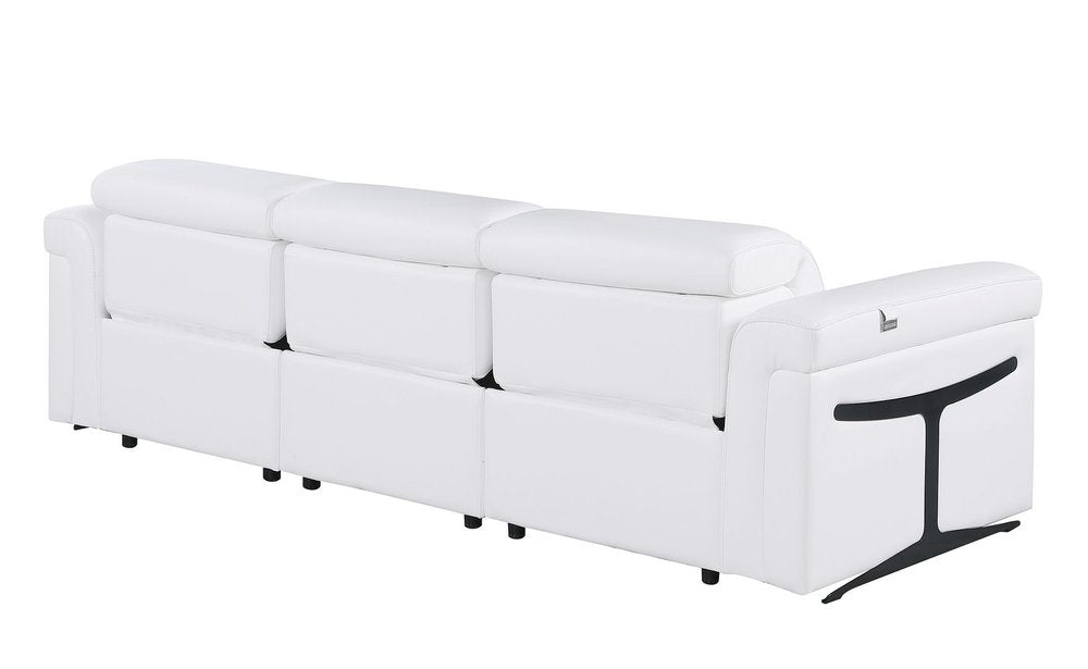 Two Piece White Italian Leather Five Person Seating Set