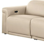 Two Piece Beige Italian Leather Five Person Seating Set