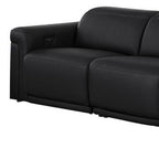 Two Piece Black Italian Leather Five Person Seating Set