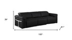 Two Piece Black Italian Leather Five Person Seating Set