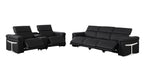 Two Piece Black Italian Leather Five Person Seating Set
