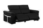 Two Piece Black Italian Leather Five Person Seating Set