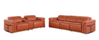 Two Piece Camel Italian Leather Five Person Seating Set