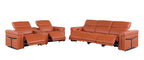 Two Piece Camel Italian Leather Five Person Seating Set